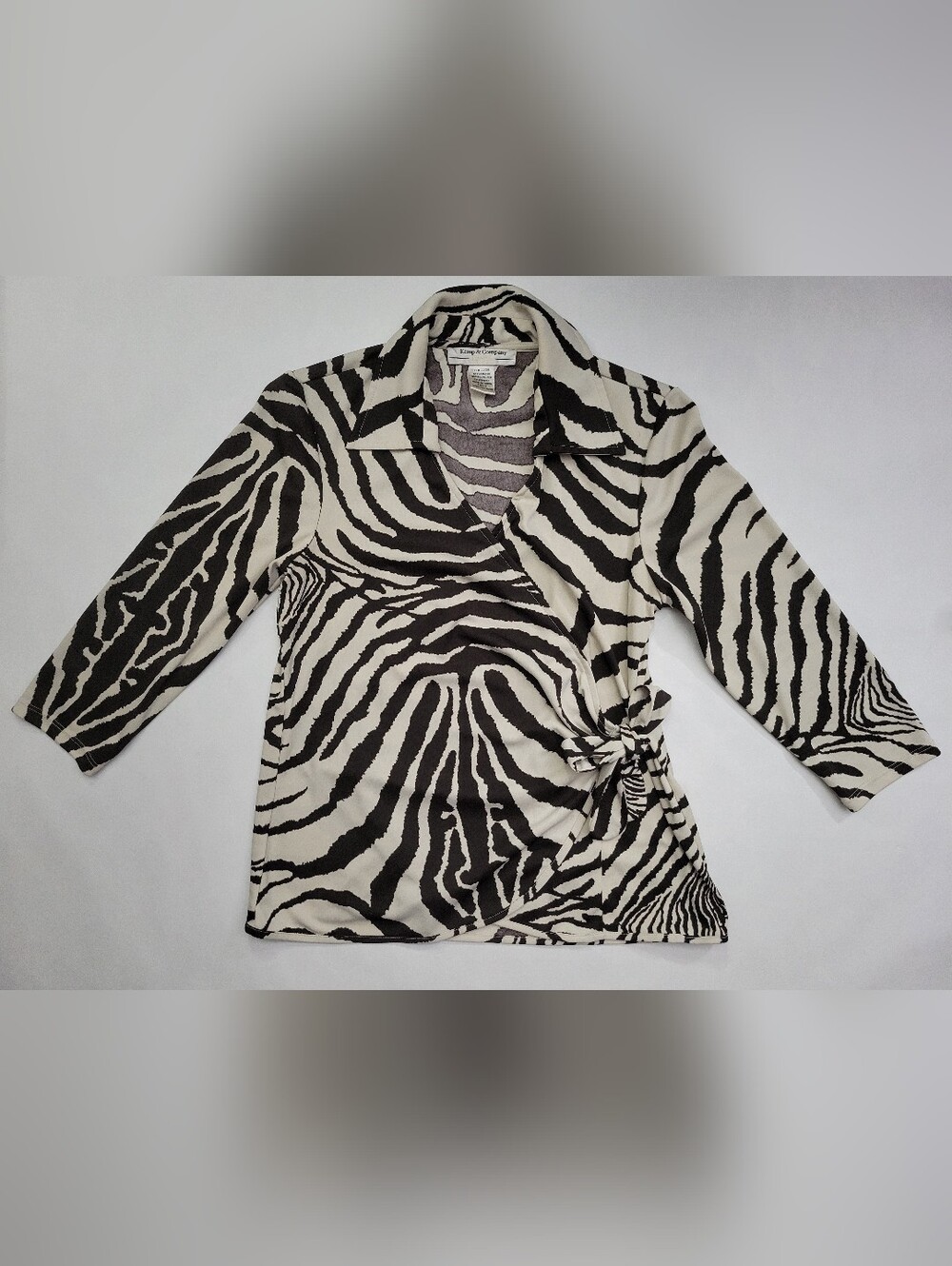 Y2K Zebra Print Wrap-Style Kemp & Compnay Blouse
